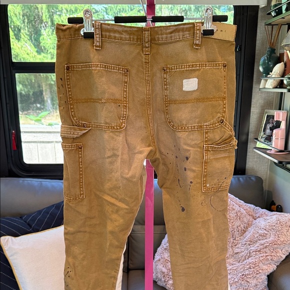 MNML Brown Paint-Splattered Pants with Patchwork petite size 30 - Picture 5 of 7